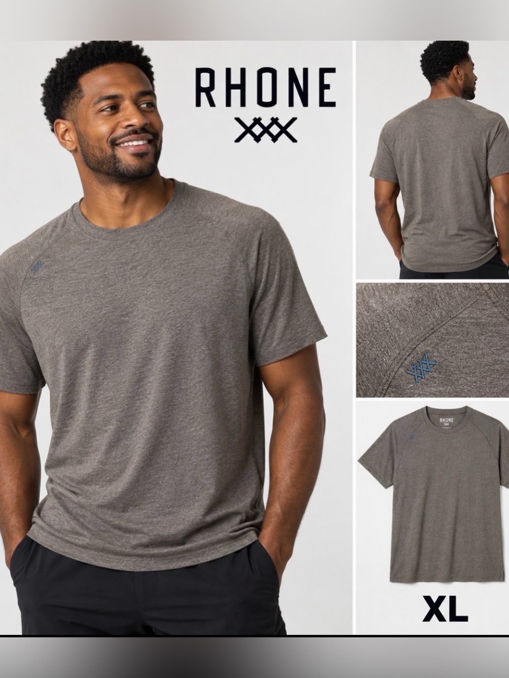 Rhone Reign Performance T Shirt Mens XL Gray Heather Athletic Workout